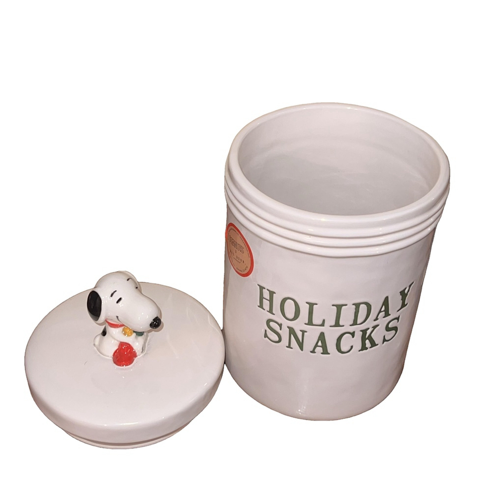 Rae Dunn Peanuts Holiday Snacks Storage Canister with Snoopy Topper - Picture 6 of 6